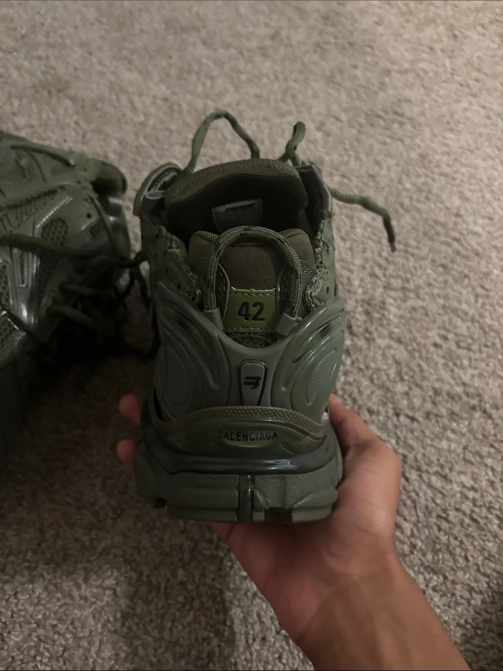 Balenciaga Olive Green Layered Track Sneakers